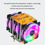 EVESKY 600 Desktop Computer 4 Copper Tube Mute CPU Cooling Fan, Single Fan Without Light, No Light Three Fans, Color Single Fan, Color Three Fans