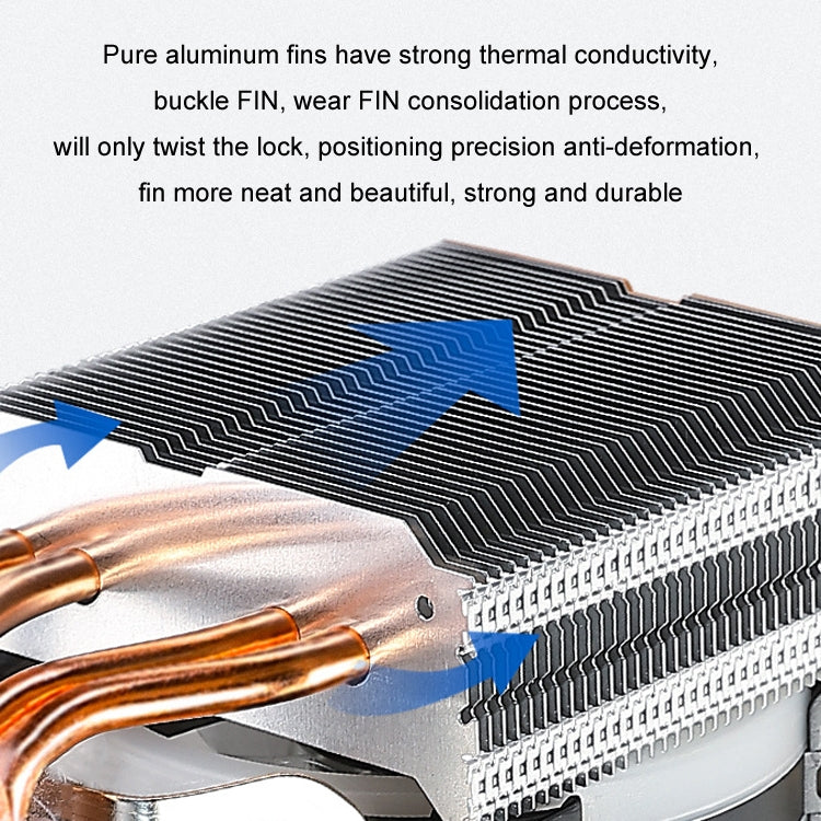 EVESKY 600 Desktop Computer 4 Copper Tube Mute CPU Cooling Fan, Single Fan Without Light, No Light Three Fans, Color Single Fan, Color Three Fans