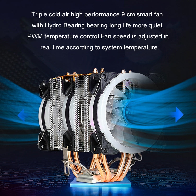 EVESKY 600 Desktop Computer 4 Copper Tube Mute CPU Cooling Fan, Single Fan Without Light, No Light Three Fans, Color Single Fan, Color Three Fans