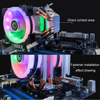 EVESKY 600 Desktop Computer 4 Copper Tube Mute CPU Cooling Fan, Single Fan Without Light, No Light Three Fans, Color Single Fan, Color Three Fans