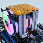 EVESKY 600 Desktop Computer 4 Copper Tube Mute CPU Cooling Fan, Single Fan Without Light, No Light Three Fans, Color Single Fan, Color Three Fans