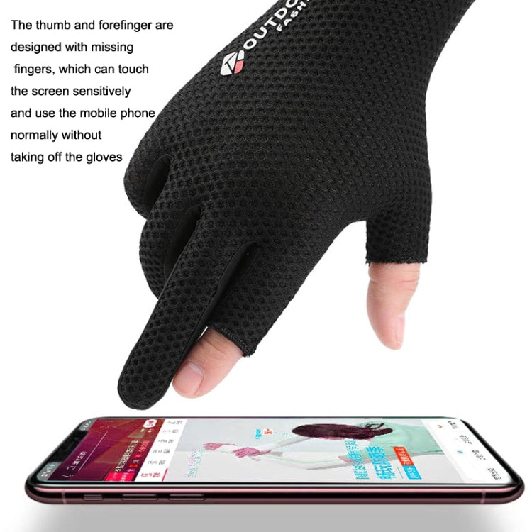 Cycling Thin Sunscreen UV Protection Mesh Breathable Ice Silk Two-finger Gloves