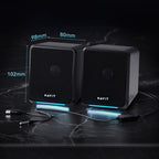Havit A20 Plus Colorful Ambient Light Wired Computer Audio Stereo Surround Sound Speaker, Black