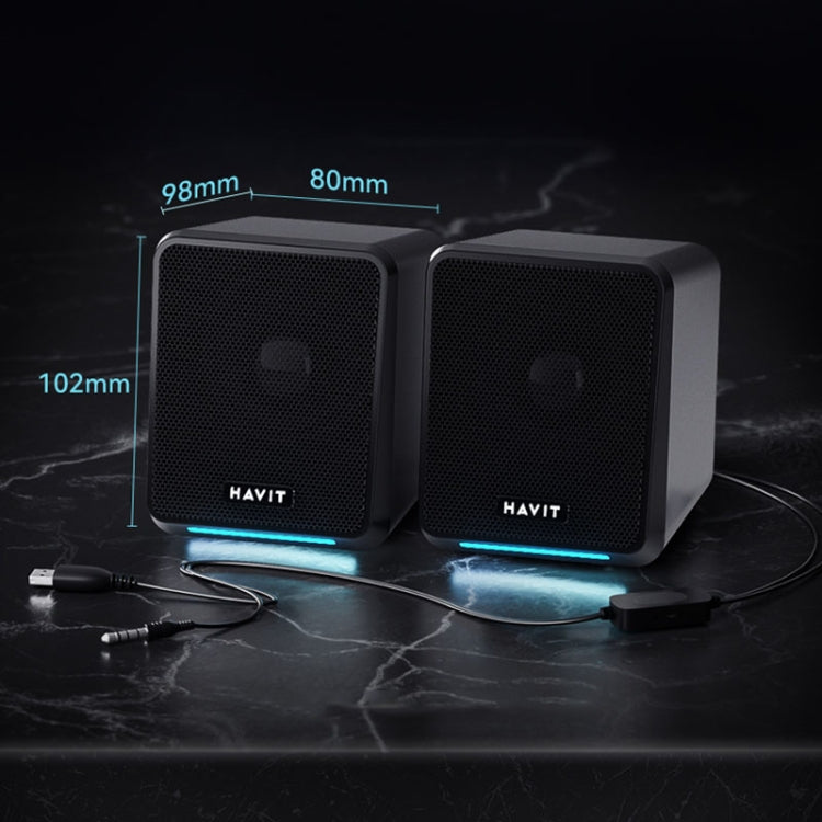 Havit A20 Plus Colorful Ambient Light Wired Computer Audio Stereo Surround Sound Speaker, Black
