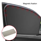 Heat-insulating Opaque Vinyl Coated Magnetic Car Curtains, Full Blackout Principal Drive, Full Blackout Co-pilot, Full Blackout Rear Row, Titanium Silver Principal Driver, Titanium Silver Co-pilot, Titanium Silver Rear Row