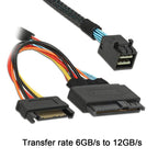 Mini SAS 36P HD8643 To MINI SAS 8639+ 15P Power Hard Drive Data Cable, 36P HD8643 To MINI SAS 8639+ 0.5m, 36P HD8643 To MINI SAS 8639+ 0.75m