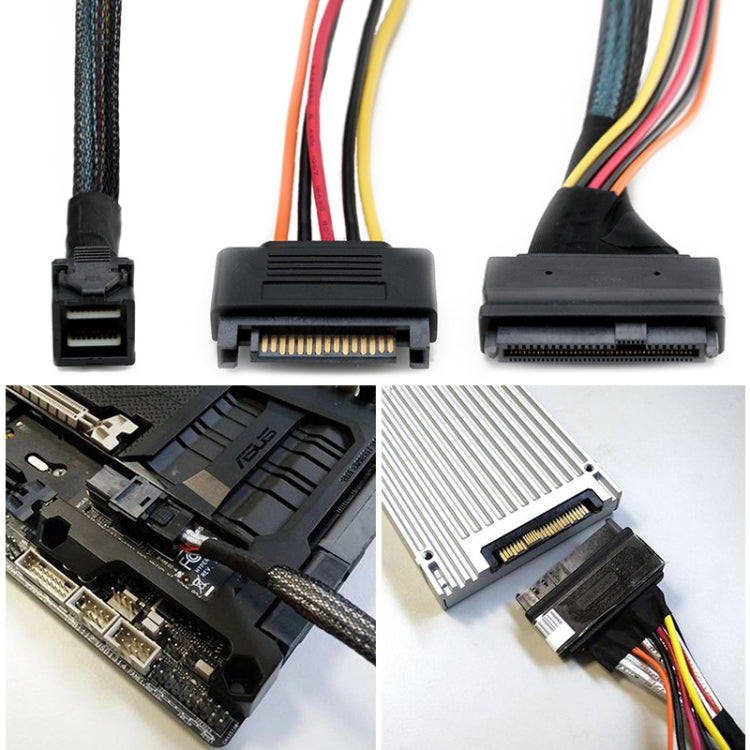 Mini SAS 36P HD8643 To MINI SAS 8639+ 15P Power Hard Drive Data Cable, 36P HD8643 To MINI SAS 8639+ 0.5m, 36P HD8643 To MINI SAS 8639+ 0.75m