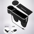 Car Seat Gap Storage Box Multifunctional Mobile Phone USB Charger, Standard Black, Standard Red, Standard Beige, Standard Brown, QC3.0 Black, QC3.0 Red, QC3.0 Beige, QC3.0 Brown