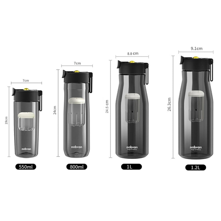 Nobvan Magic Ball Magnetic Bomb Tea Warehouse Tritan Large Capacity Sports Cup, 550ml (Transparent), 550ml (Gray), 800ml (Transparent), 800ml (Gray), 800ml (Blue ), 800ml (Purple), 1000ml (Transparent), 1000ml (Gray), 1200ml (Transparent), 1200ml (Gray)