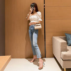 9cm Women Outerwear Sandals Summer Thick High-Heeled Crystal Transparent Flip Flops, 36, 37, 38, 39, 40