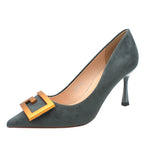 Women Suede High Heels Stiletto Pointed Toe Work Shoes Professional Etiquette Shoes, 34, 35, 36, 37, 38, 39, 40