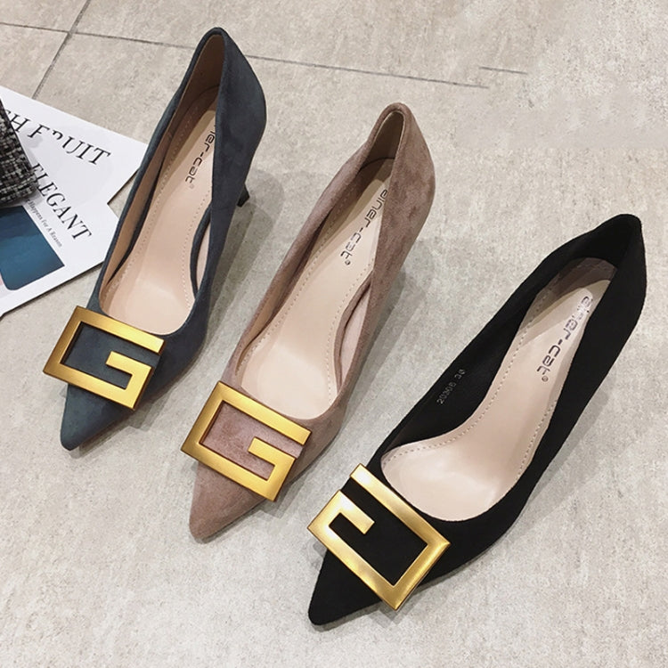 Women Suede High Heels Stiletto Pointed Toe Work Shoes Professional Etiquette Shoes, 34, 35, 36, 37, 38, 39, 40