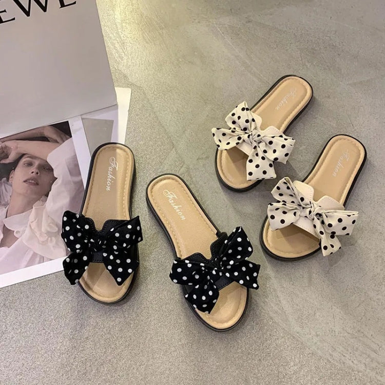 Summer Bowknot Outerwear Slippers Beach Flat Sandals, 36/37, 38/39, 40/41