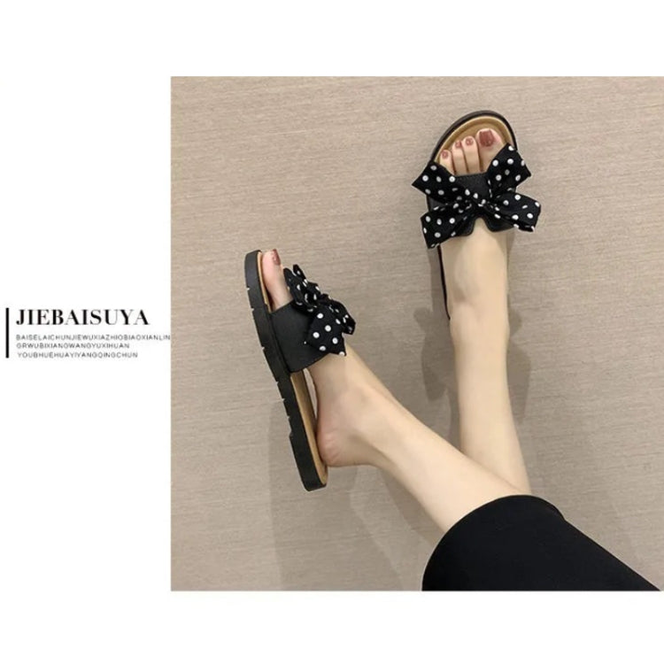 Summer Bowknot Outerwear Slippers Beach Flat Sandals, 36/37, 38/39, 40/41