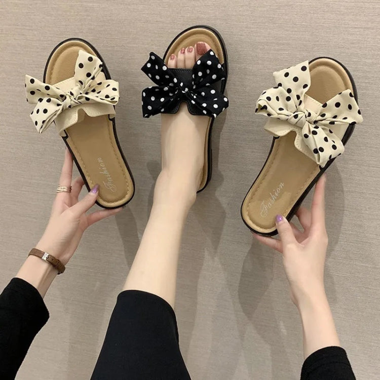 Summer Bowknot Outerwear Slippers Beach Flat Sandals, 36/37, 38/39, 40/41