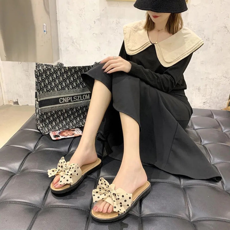 Summer Bowknot Outerwear Slippers Beach Flat Sandals, 36/37, 38/39, 40/41