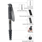 Carbon Fiber DSLR Camera Monopod Mountaineering Stick Photography Selfie Holder, P285C