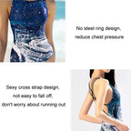 Belly-covering Thin Sexy Open-back Bikini Triangle One-piece Competitive Swimsuit, S, M, L, XL, XXL