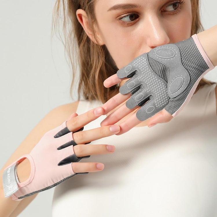 Yoga Sports Gloves Non-slip Shock-absorbing Half-finger Anti-cocoon Gloves, S, M