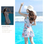 Summer Printed Skirt-Style Ladies One-Piece Sexy Backless Swimsuit, M, L, XL, XXL