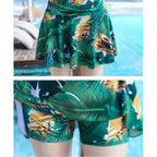 Summer Printed Skirt-Style Ladies One-Piece Sexy Backless Swimsuit, M, L, XL, XXL