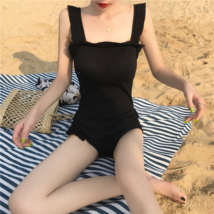 Summer Ruffled Suspenders One-piece Sexy Backless Swimsuit, S, M, L