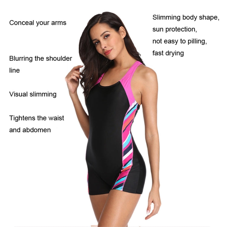 One Piece Women Swimsuit Conservative Patchwork Sports Flat Conjoined Swimsuit, S, M, L, XL, XXL