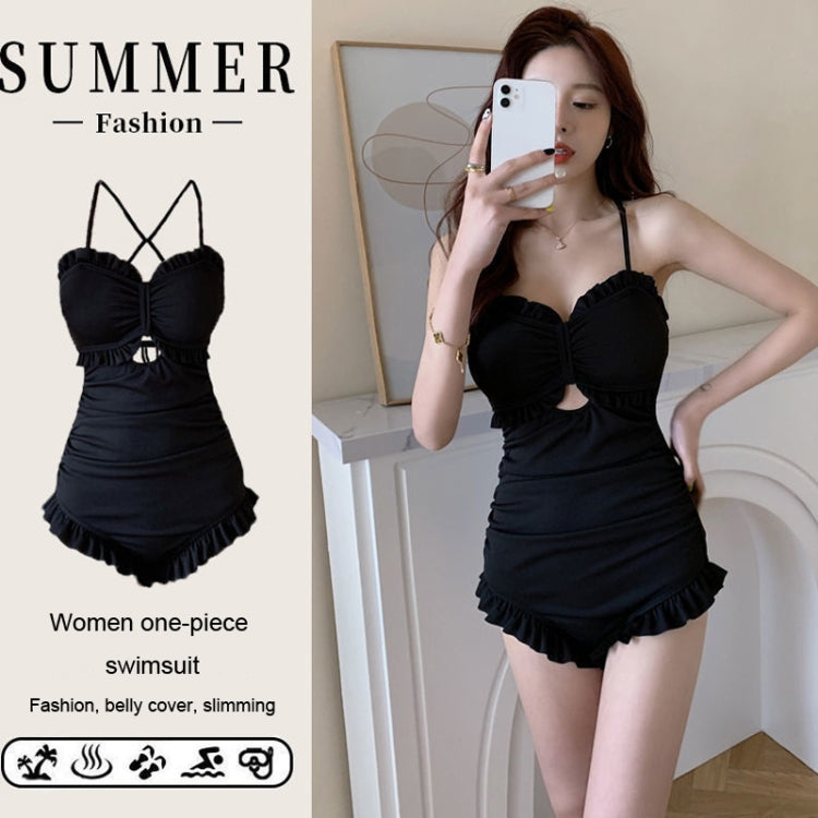 Women One-Piece Swimsuit Sexy Conservative Belly Shading Slim Swimwear, M, L, XL
