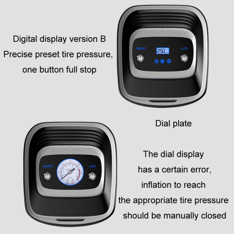 12V Metal Cylinder Smart Digital Display Portable Mini Tire Pump, No. 30 Manual Shutdown, No. 30 Automatic Charging Stopping