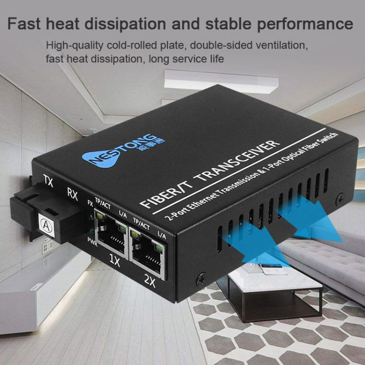 NESTONG  Gigabit Single-mode Fiber Optic Transceiver POE Photoelectric Converter,CN Plug, 10/100/1000M