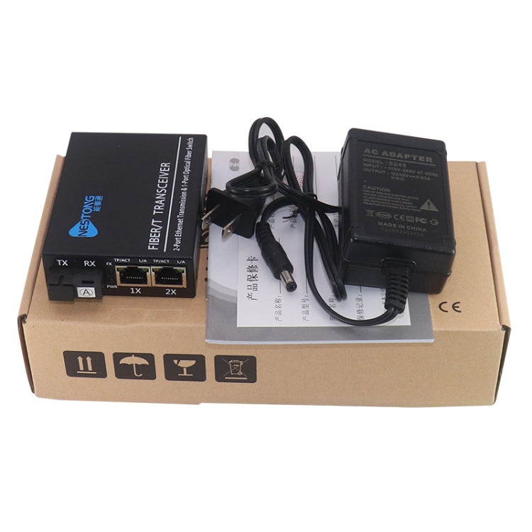 NESTONG  Gigabit Single-mode Fiber Optic Transceiver POE Photoelectric Converter,CN Plug, 10/100/1000M