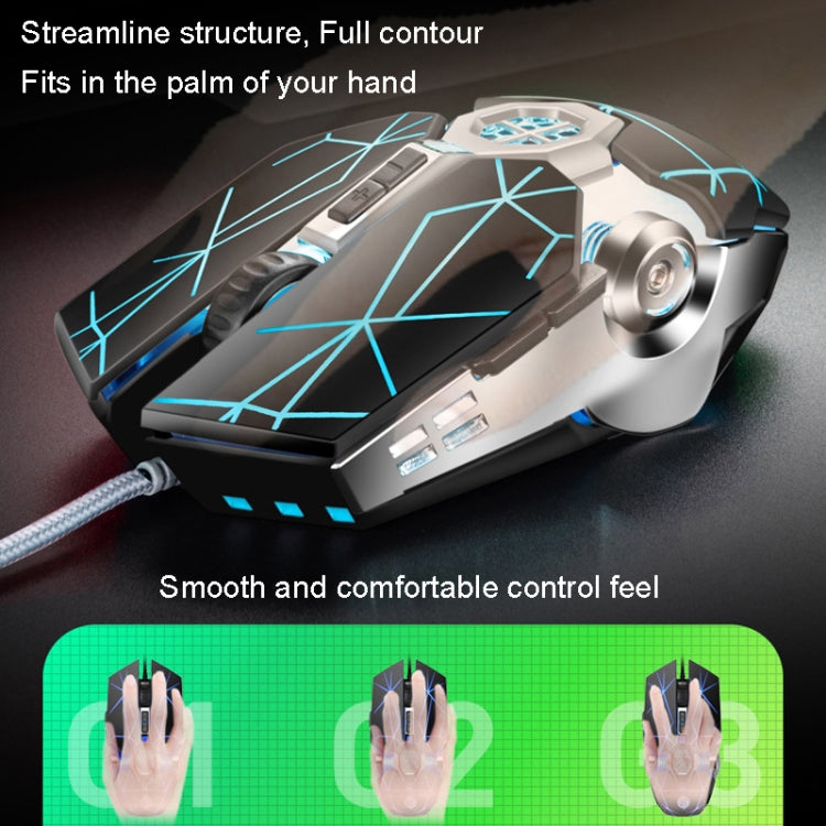 K-Snake Q7 Game Wired 7 Color Illuminated USB 4000 DPI Mechanical Mouse, Q7 White, Q7 Scrub Black, Q7 Silver Gray
