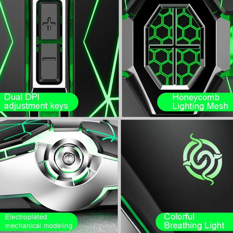 K-Snake Q7 Game Wired 7 Color Illuminated USB 4000 DPI Mechanical Mouse, Q7 White, Q7 Scrub Black, Q7 Silver Gray