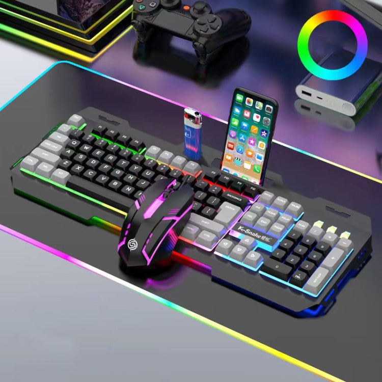 K-Snake Mechanical Feel Keyboard Mouse Kit USB Wired 104 Keycaps Computer Keyboard, Keyboard+Mouse (Black Gray), Keyboard+Mouse (White Blue), Keyboard+Mouse (White), Keyboard+Mouse (Black), Single Keyboard (White), Single Keyboard (Black)