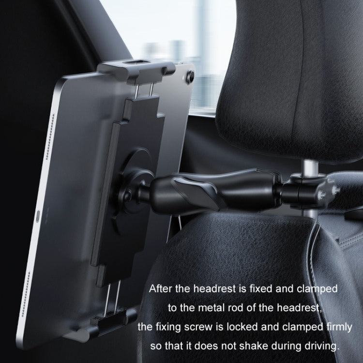 Car Rear Seat Folding Stretchable Headrest Tablet Bracket, Plastic Clamp Arm, Metal Clamp Arm