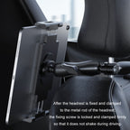 Car Rear Seat Folding Stretchable Headrest Tablet Bracket, Plastic Clamp Arm, Metal Clamp Arm
