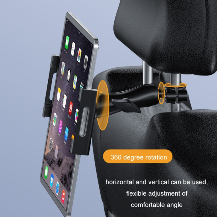 Car Rear Seat Folding Stretchable Headrest Tablet Bracket, Plastic Clamp Arm, Metal Clamp Arm