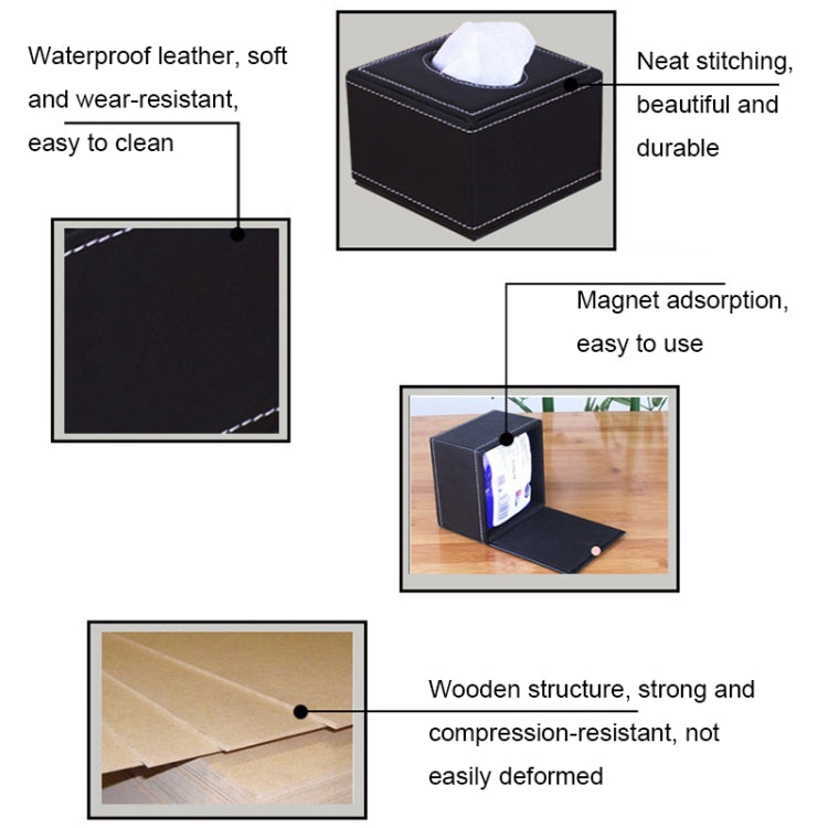 Hotel Restaurant Leather Square Paper Box Car Tissue Box, Sheepskin, Crocodile Pattern, Wheat Pattern, Ancient Pattern