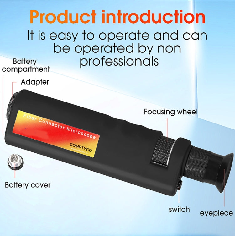 Comptyco AUA-400X 400 Times Handheld Fiber Optic Microscope for FC/SC/ST/LC Connector