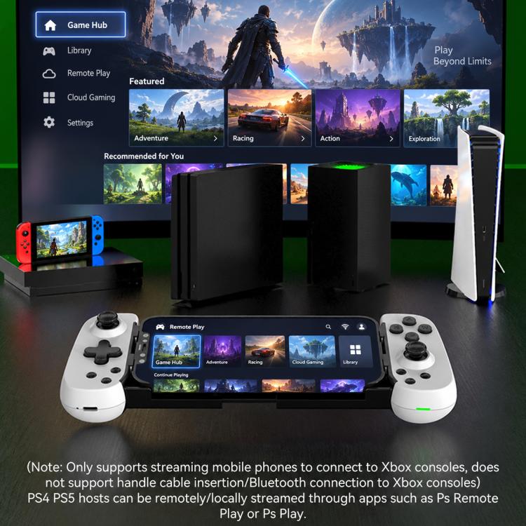 D6  Bluetooth Retractable Gamepad Dual Hall Six-Axis Somatosensory For Android/IPhone /Switch, D6 Black, D6 White Black