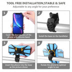 Removable Bicycle Cell Phone Holder For 4.5-7 Inch Phones, Four Claws Black, Eight Claws Black