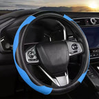 38cm Carbon Fiber Elastic Leather Without Inner Ring Car Steering Wheel Cover, Blue, Purple, Red, Claret, Black, Liquor