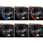 38cm Carbon Fiber Elastic Leather Without Inner Ring Car Steering Wheel Cover, Blue, Purple, Red, Claret, Black, Liquor