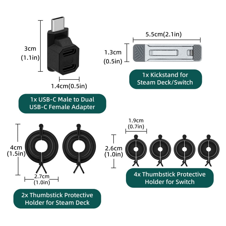 JYS JYS-SD015 8pcs/set Raptor Protective Kit With Bracket For Switch / Switch OLED / Switch Lite / Steam Deck