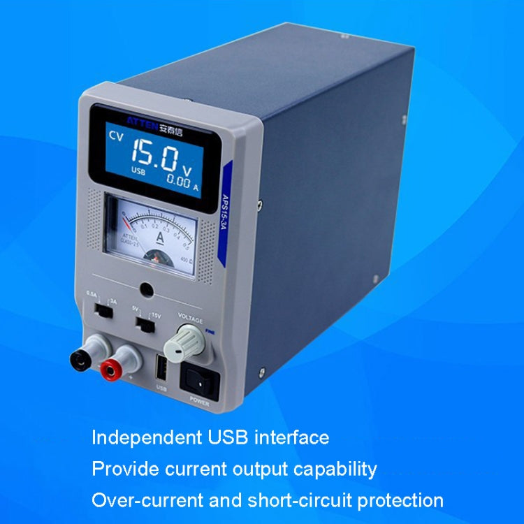 USB Digital Variable Adjustable Laboratory DC Power Supply For Mobile Repair, EU Plug, ATTEN APS22-5A 22V 5A, ATTEN APS15-3A 15V 3A