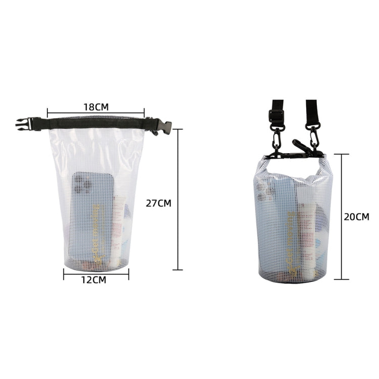 2L Outdoor Translucent Waterproof Bag Beach Rafting Swimming Bag, without Strap, with Strap