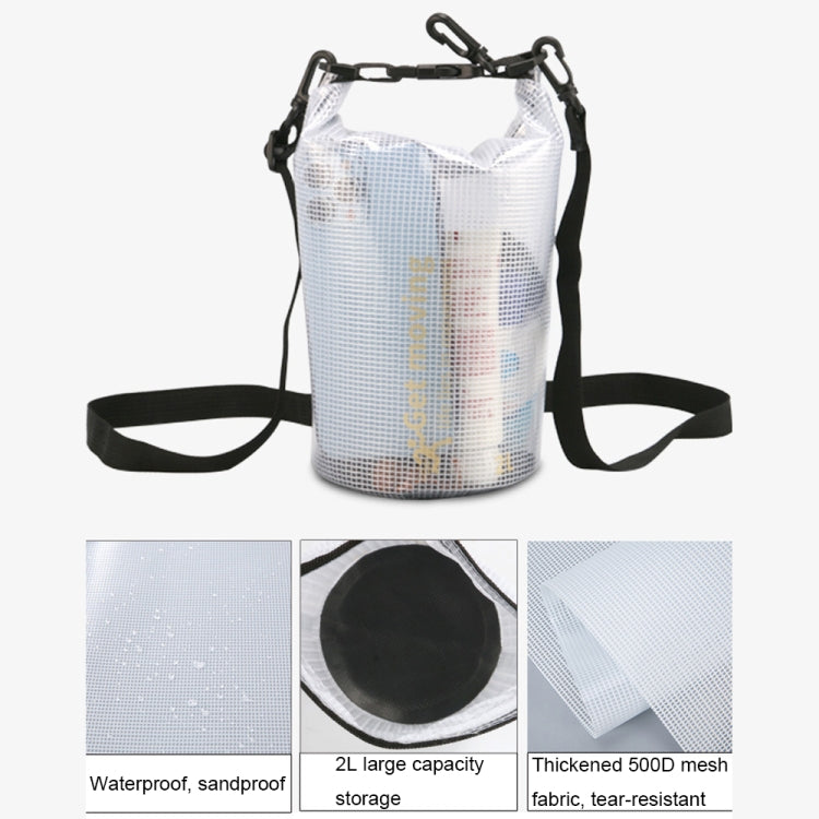 2L Outdoor Translucent Waterproof Bag Beach Rafting Swimming Bag, without Strap, with Strap