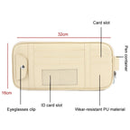 Car Driver License Storage Bag Sun Visor Sunglasses Card Holder, Beige