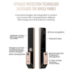 T100A  3D Face Recognition Fingerprint Code Card Digital Door Lock, T100A Space Gray, T100A Rose Gold