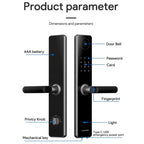 A60 Smart Fingerprint Password Door Lock With Doorbell, Basic Version Gray, Basic Version Gold, Tuya APP Version Gray, Tuya APP Version Gold